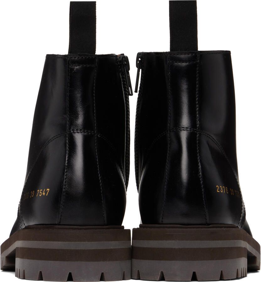 Common Projects Black Leather Combat Boots