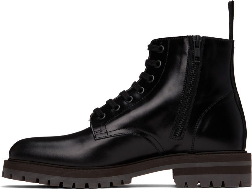 Common Projects Black Leather Combat Boots - Picture 3