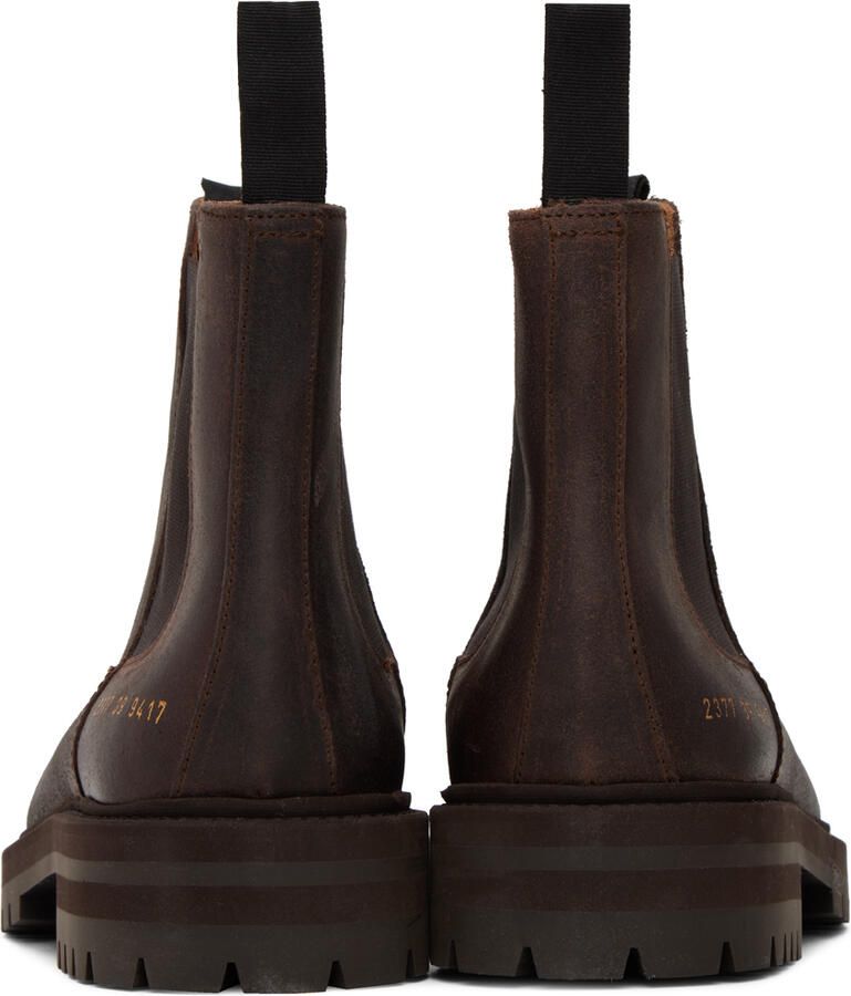 Common Projects Brown Stamp Chelsea Boots