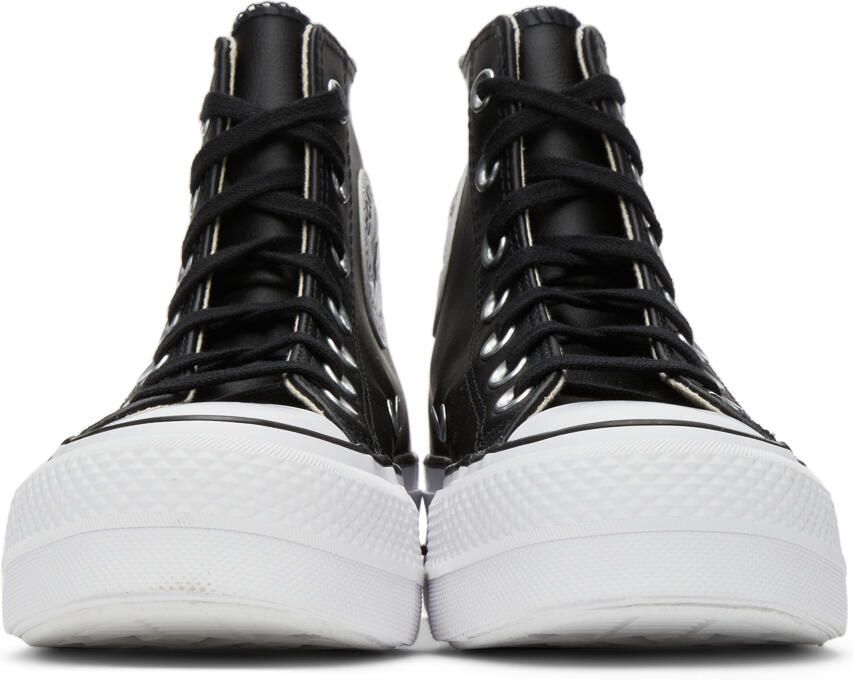 Converse Black Leather Chuck Taylor All Star Lift High Sneakers - Picture 4