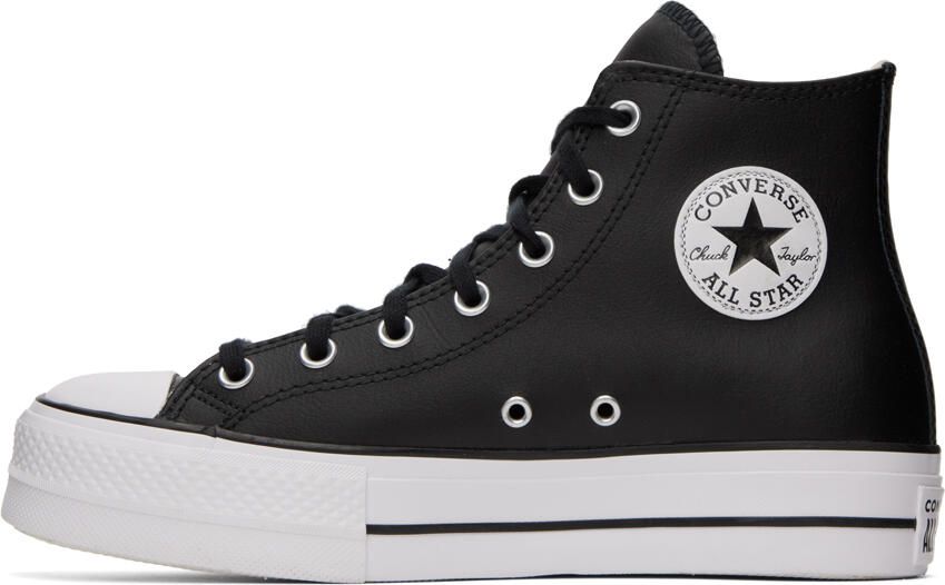 Converse Black Leather Chuck Taylor All Star Lift High Sneakers - Picture 8