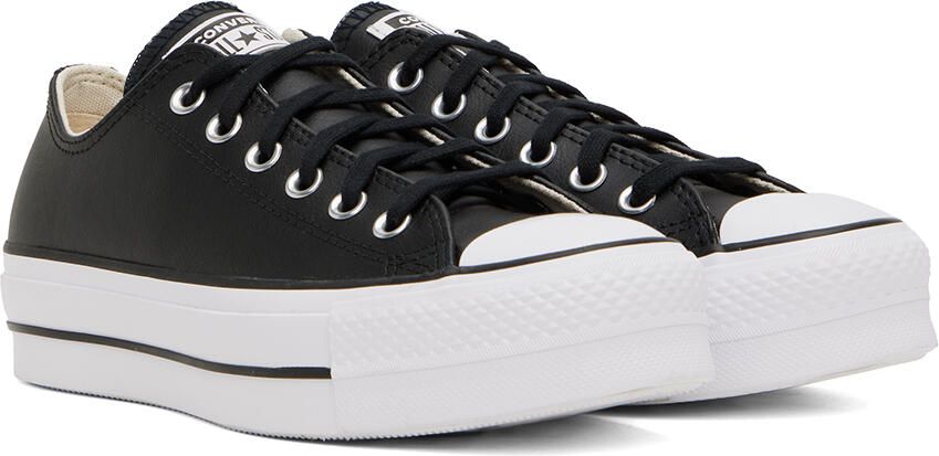 Converse Black Leather Chuck Taylor All Start Lift Low Sneakers - Picture 2