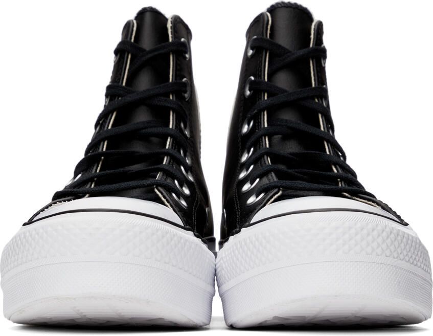 Converse Black Leather Chuck Taylor All Star Lift High Sneakers - Picture 12
