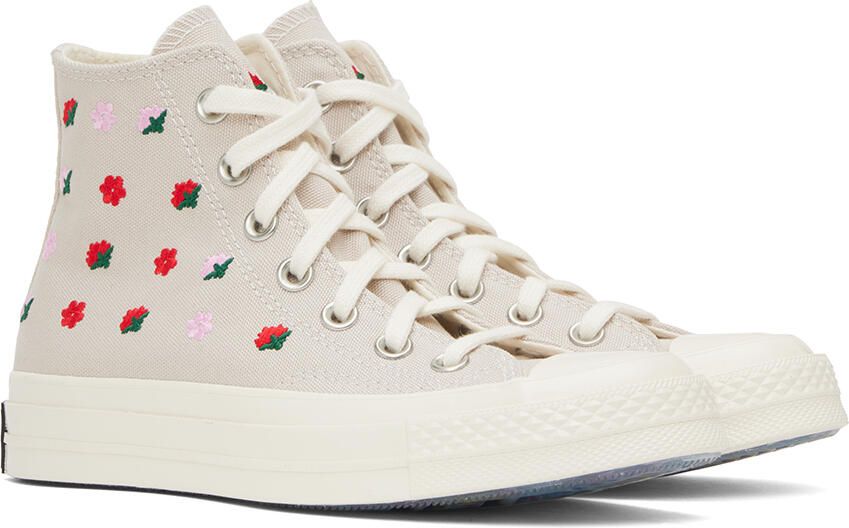Converse Taupe Chuck 70 Floral Sneakers - Picture 2