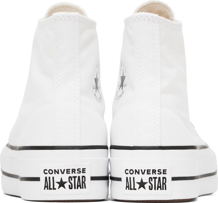 Converse White Leather Chuck Taylor All Star Platform Low Sneakers - Picture 3