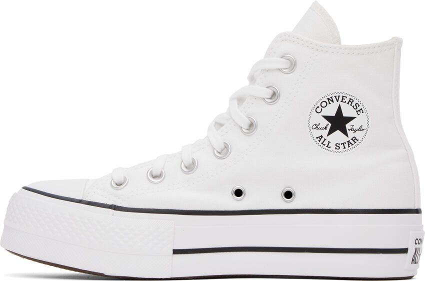 Converse White Leather Chuck Taylor All Star Platform Low Sneakers - Picture 8