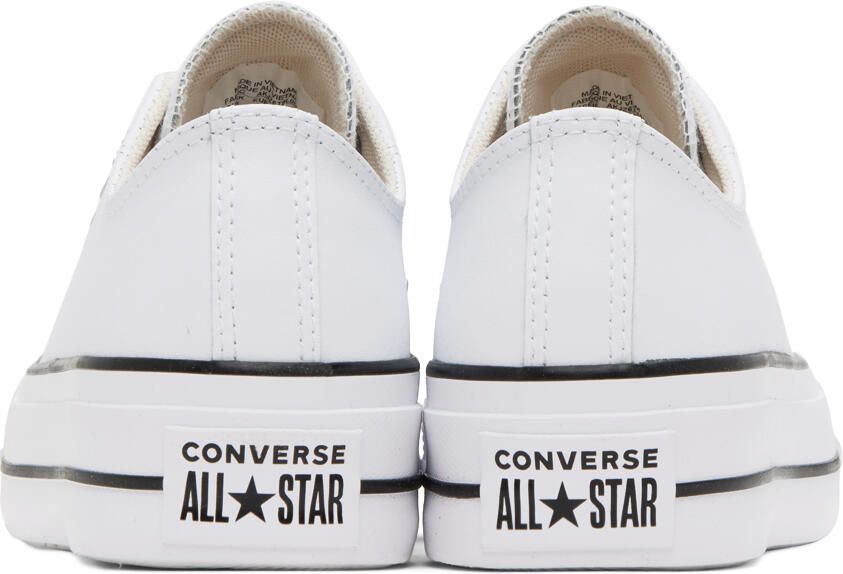 Converse White Leather Chuck Taylor All Star Platform Low Sneakers - Picture 7