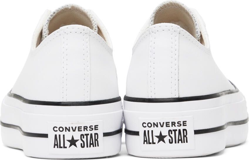 Converse White Leather Chuck Taylor All Star Platform Low Sneakers - Picture 10