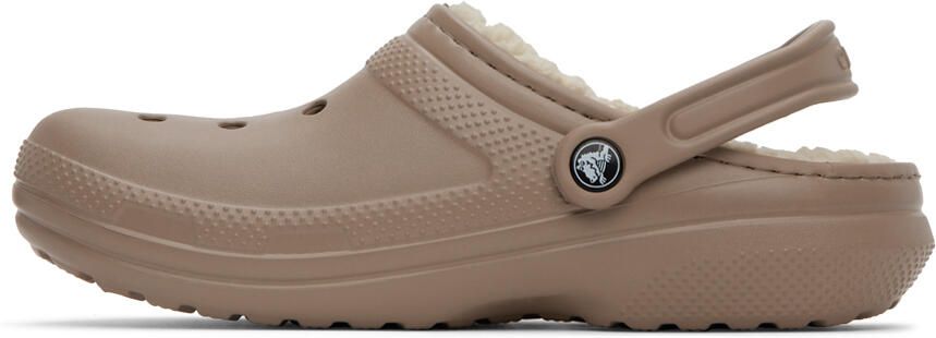 Crocs Beige Classic Lined Clogs - Picture 4