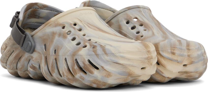 Crocs Off-White & Beige Echo Marbled Clogs - Picture 2