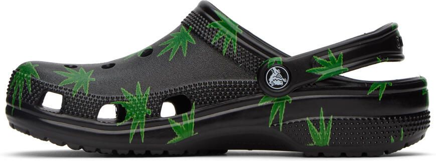 Crocs Black & Green Classic Hemp Leaf Clogs - Picture 4