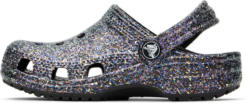 Crocs Kids Black Classic Glitter Clogs - Picture 3