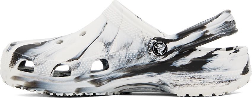 Crocs Black & White Marbled Clogs - Picture 5