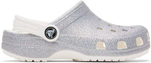 Crocs Kids White Classic Glitter Sandals