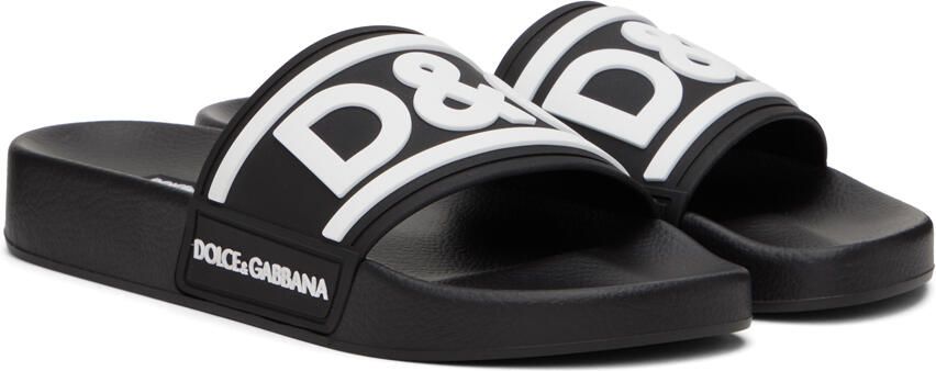 Dolce & Gabbana Black Beachwear Slides - Picture 2