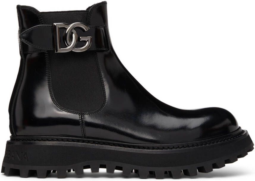 Dolce & Gabbana Black Brushed Ankle Boots