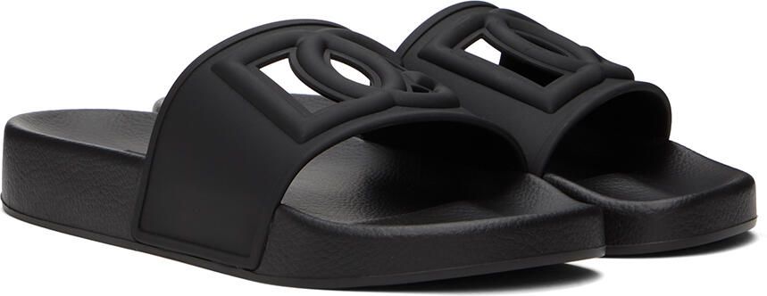 Dolce & Gabbana Black Logo Cutout Slides - Picture 2