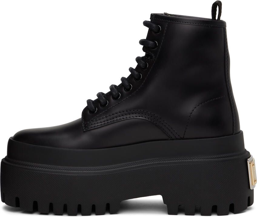 Dolce & Gabbana Black Logo Plaque Boots - Picture 2