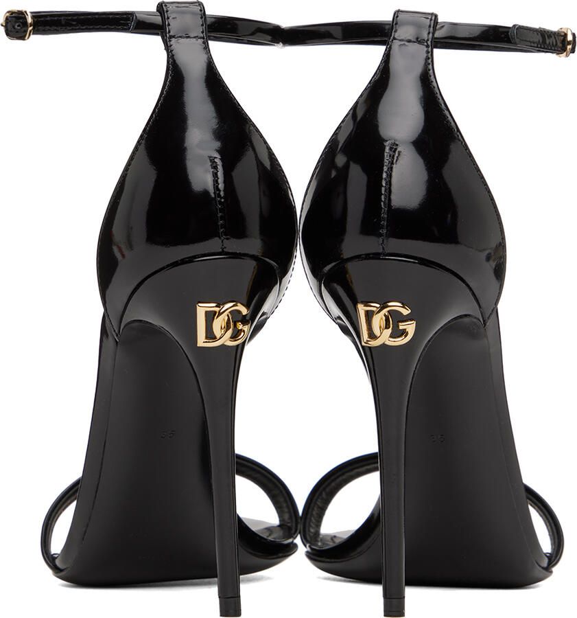 Dolce & Gabbana Black Polished Heeled Sandals
