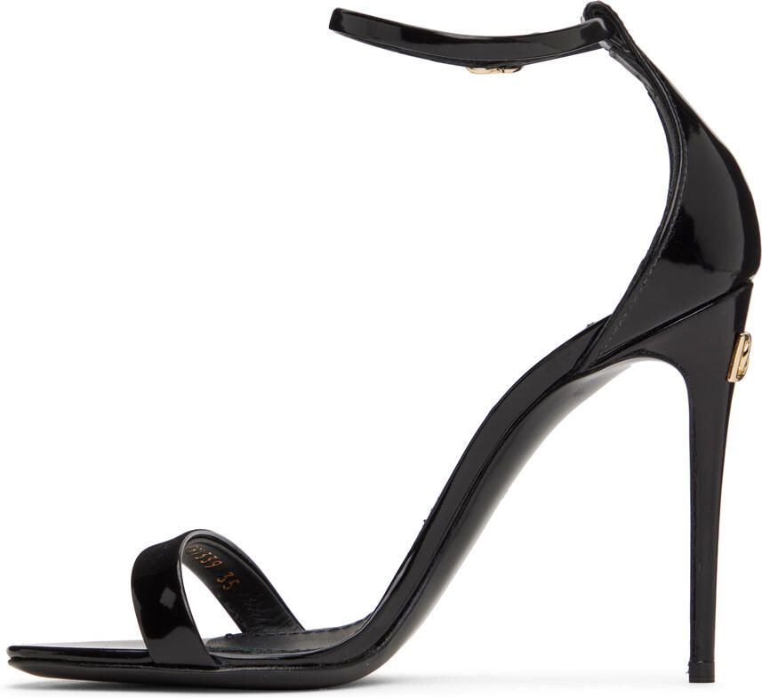 Dolce & Gabbana Black Polished Heeled Sandals - Picture 3