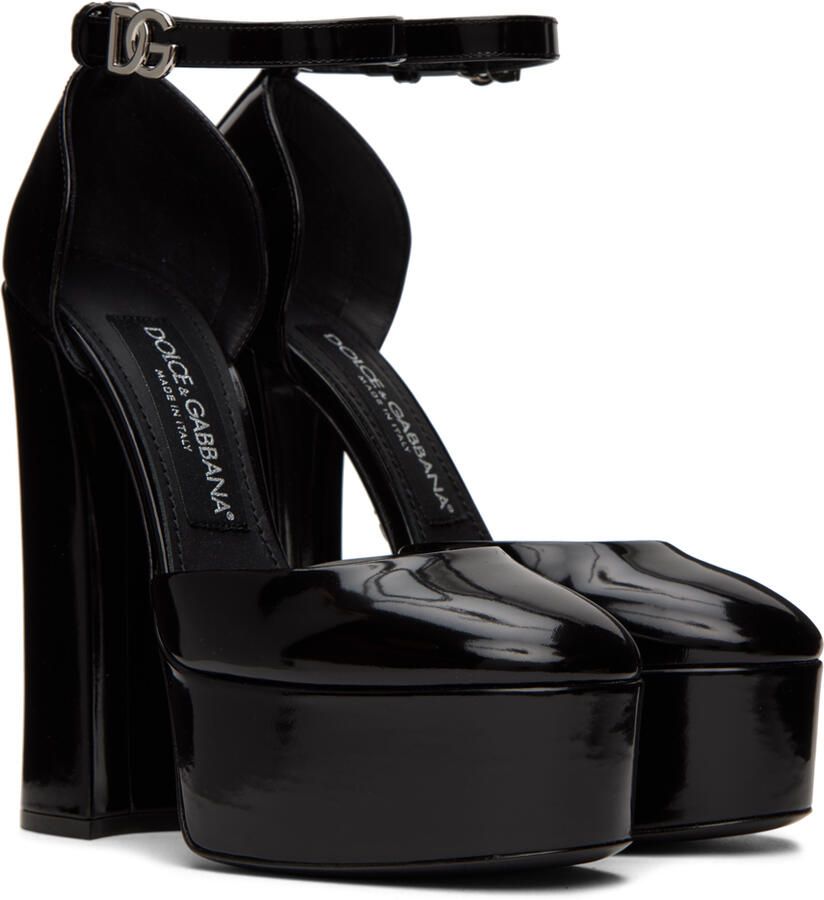 Dolce & Gabbana Black Polished Platform Heels - Picture 2