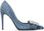 Dolce & Gabbana Blue Patchwork Denim Heels - Thumbnail 1