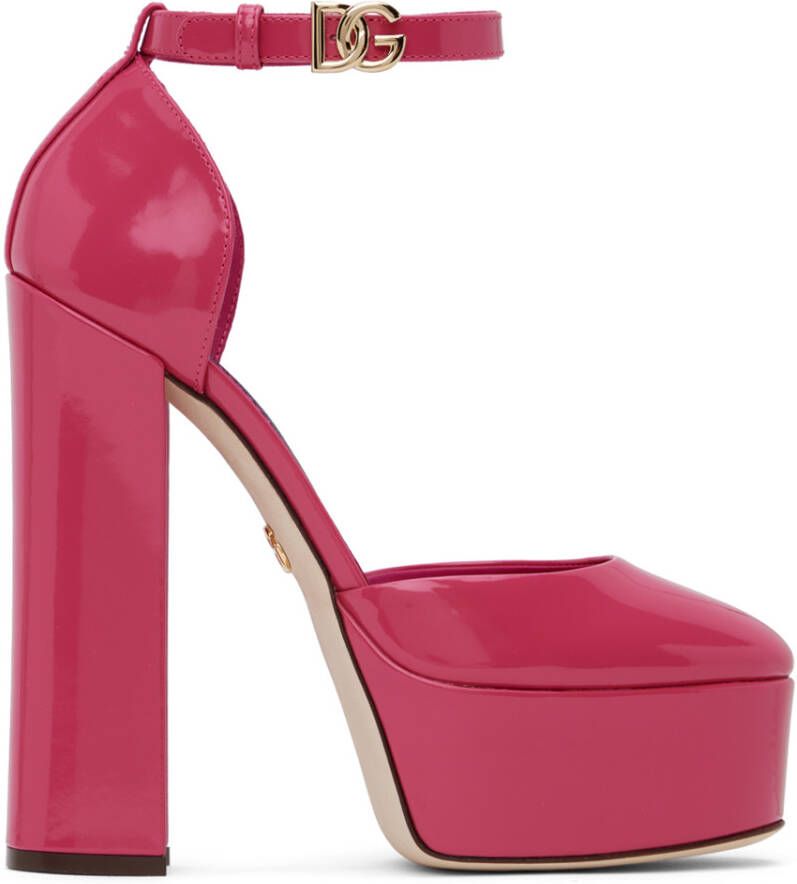 Dolce & Gabbana Pink Polished Platform Heels
