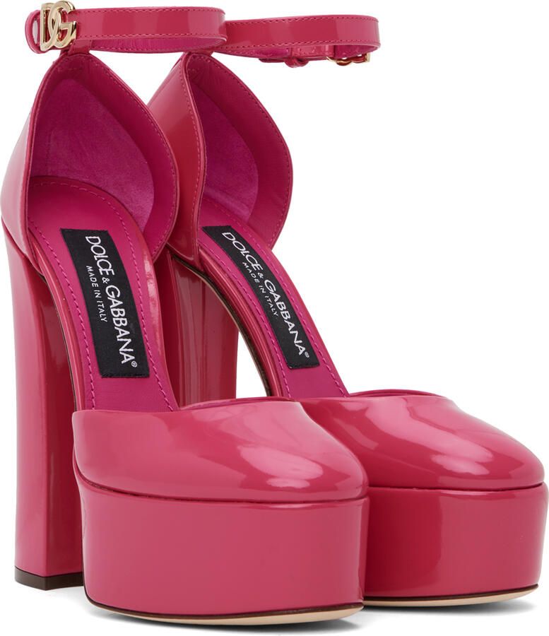Dolce & Gabbana Pink Polished Platform Heels - Picture 3