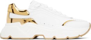 Dolce & Gabbana White & Gold Daymaster Low Sneakers