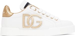 Dolce & Gabbana White & Gold Portofino Sneakers