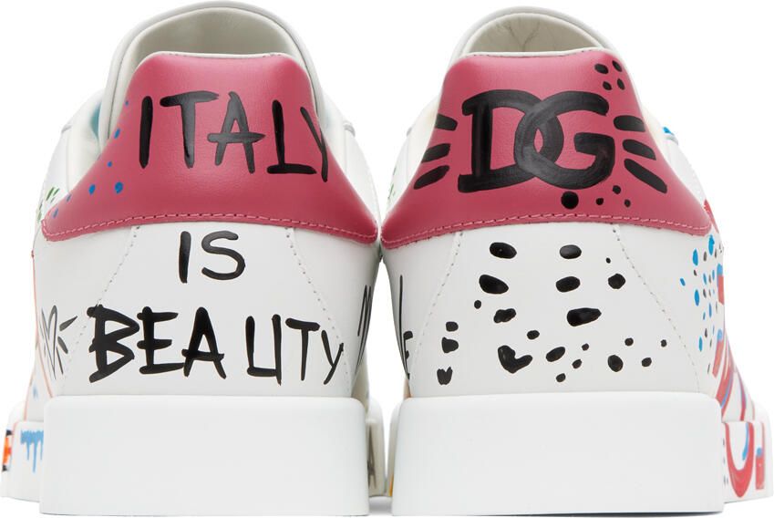 Dolce & Gabbana White & Multicolor Portofino Low Sneakers