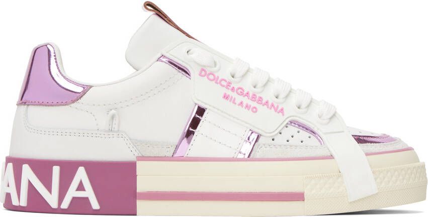 Dolce & Gabbana White & Pink 2.Zero Sneakers