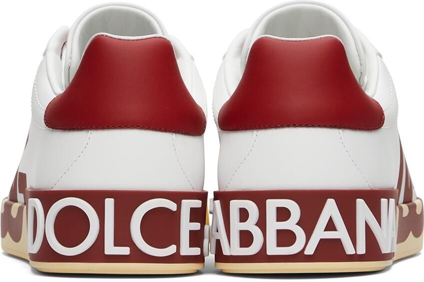 Dolce & Gabbana White & Red Portofino Low-Top Sneakers