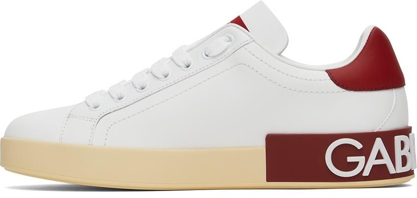 Dolce & Gabbana White & Red Portofino Low-Top Sneakers - Picture 3
