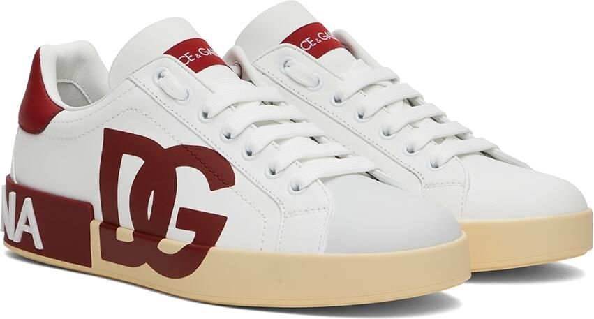 Dolce & Gabbana White & Red Portofino Low-Top Sneakers - Picture 2