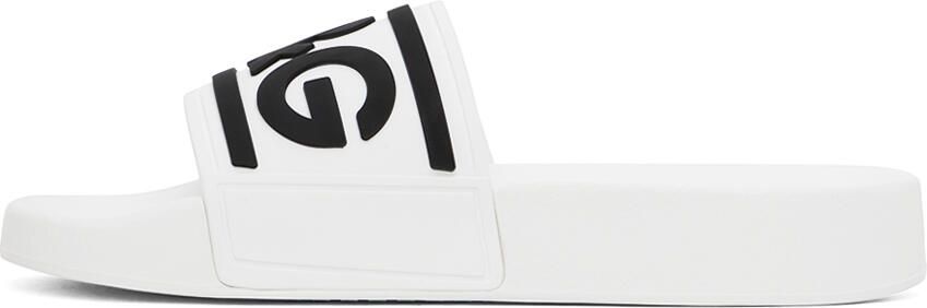 Dolce & Gabbana White Bonded Slides - Picture 4