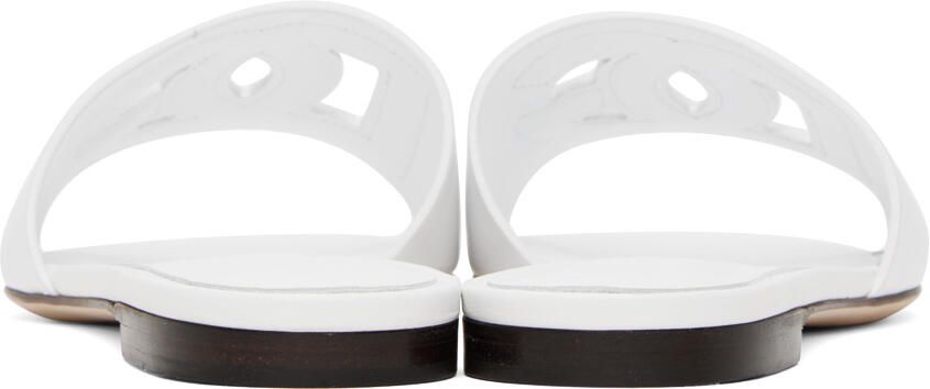 Dolce & Gabbana White 'DG' Cutout Slides