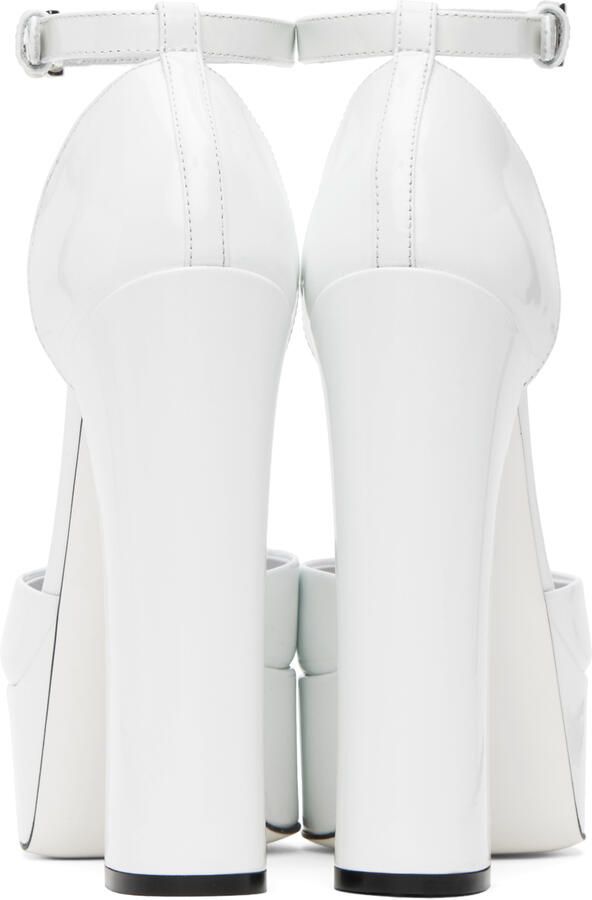 Dolce & Gabbana White Polished Platform Heels - Picture 5