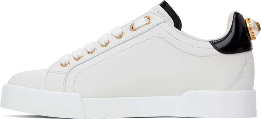 Dolce & Gabbana White & Gold Portofino Sneakers - Picture 3