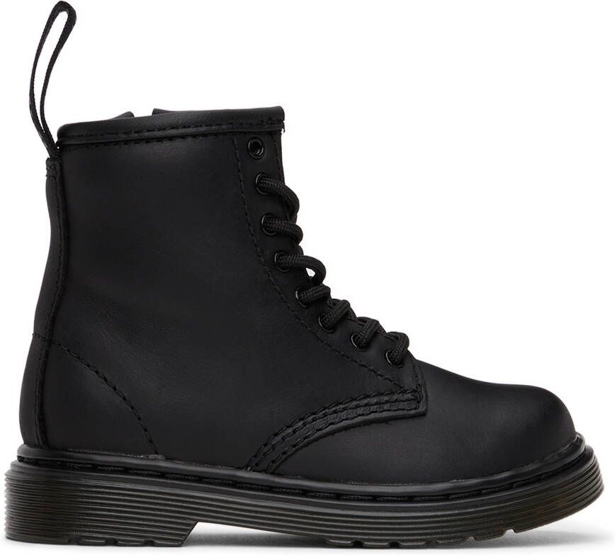 Dr. Martens Baby Black Faux-Fur 1460 Big Kids Boots