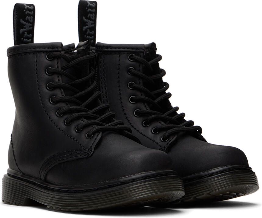 Dr. Martens Baby Black Faux-Fur 1460 Big Kids Boots - Picture 3