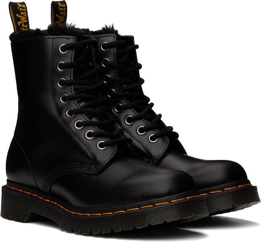 Dr. Martens Black 1460 Serena Faux-Fur Lined Boots - Picture 1