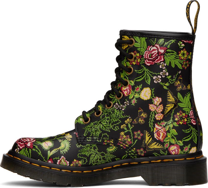 Dr. Martens Black Floral Bloom 1460 Boots - Picture 2