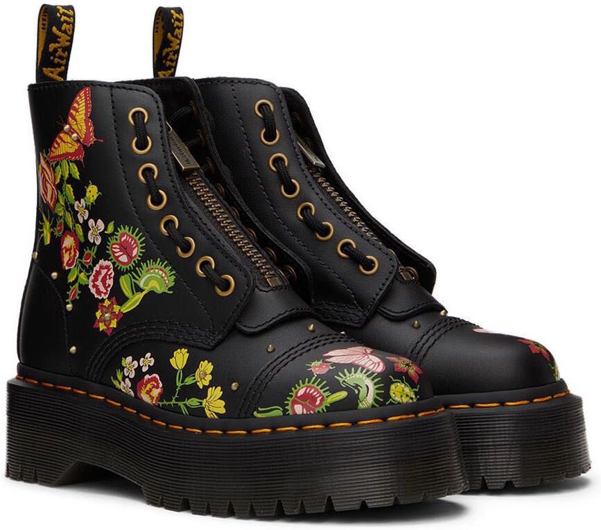 Dr. Martens Black Sinclair Floral Bloom Boots - Picture 3