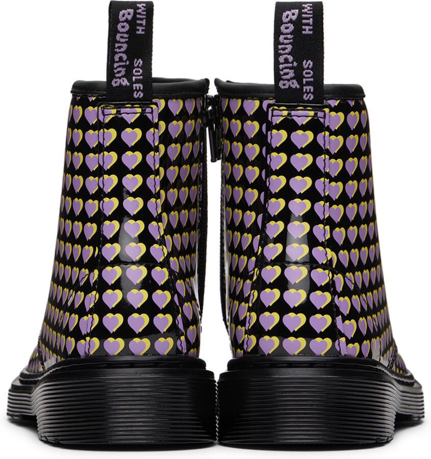 Dr. Martens Kids Black 1460 Heart Printed Big Kids Boots