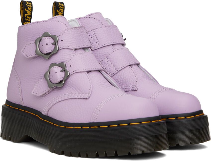 Dr. Martens Purple Devon Flower Buckle Platform Boots - Picture 2