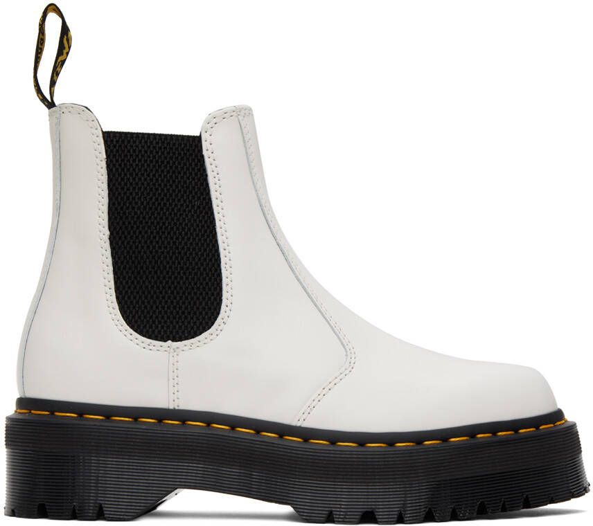 Dr. Martens White 2976 Smooth Platform Chelsea Boots - Picture 2
