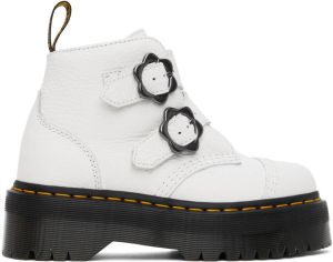 Dr. Martens White Devon Flower Platform Boots