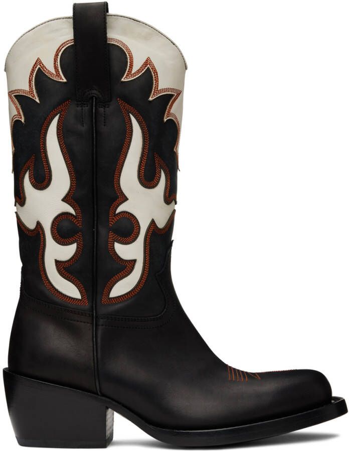 Dries Van Noten Black & White Cowboy Chelsea Boots