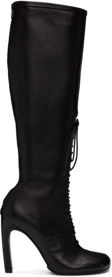 Dries Van Noten Black Lace-Up Tall Boots